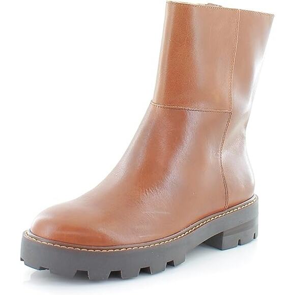 NEW Vince Camuto Brown Leather Telvanni Side Zipper Warm Telvanni Boots Size 9 - Picture 1 of 10